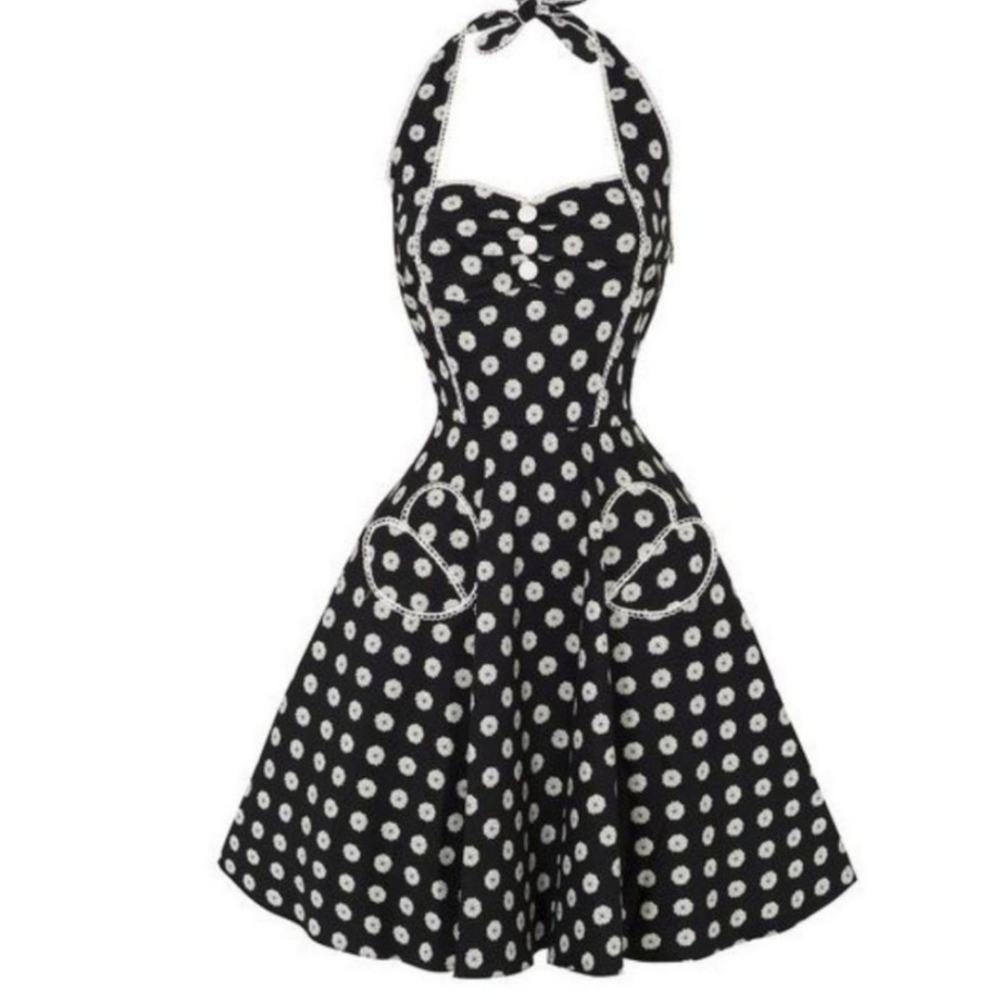 Pin-up, neck halter, swing dress, 1950ies